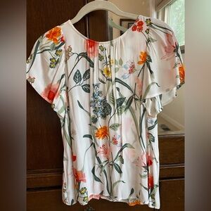 LOFT floral button back blouse